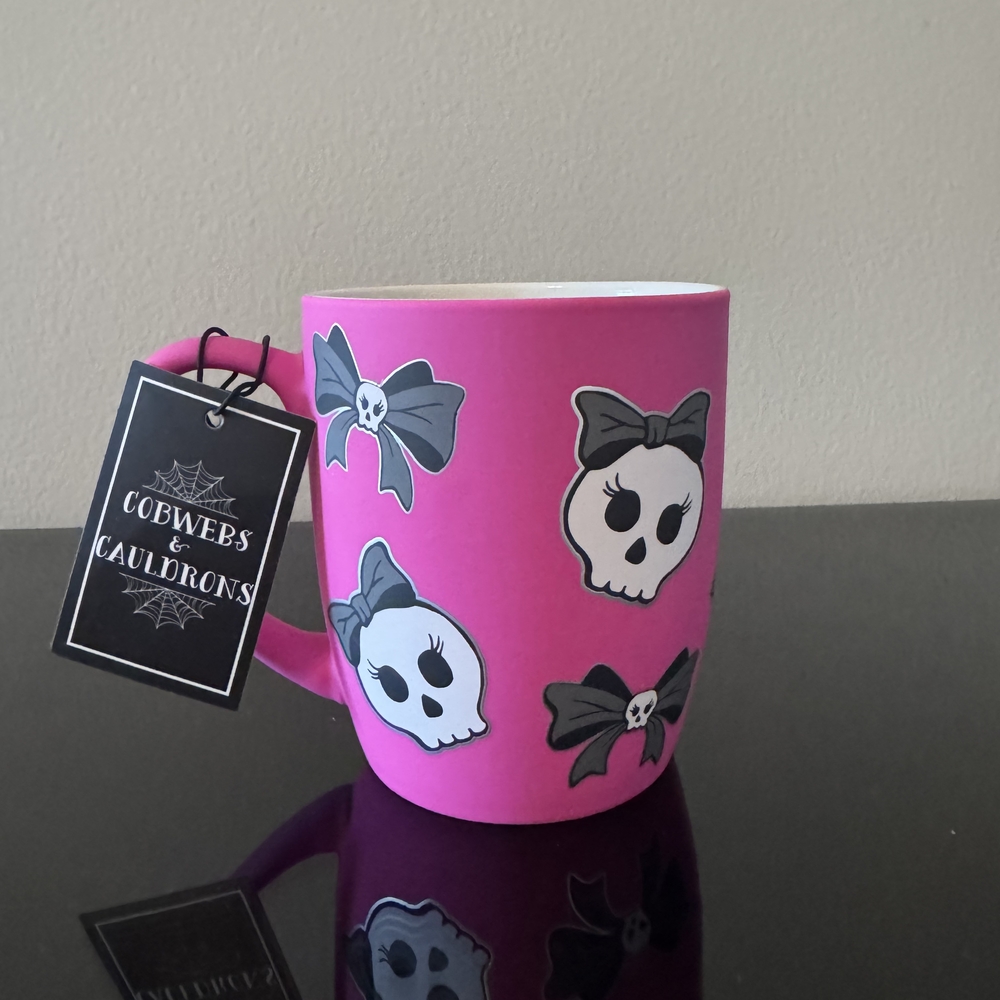 Cobwebs & Cauldrons Pink Skull Mug